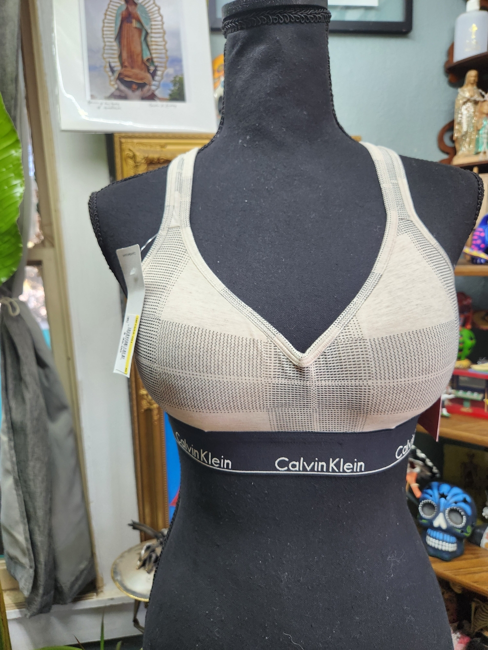 Calvin Klein Beige Seamless Wireless Bralette with Logo Band